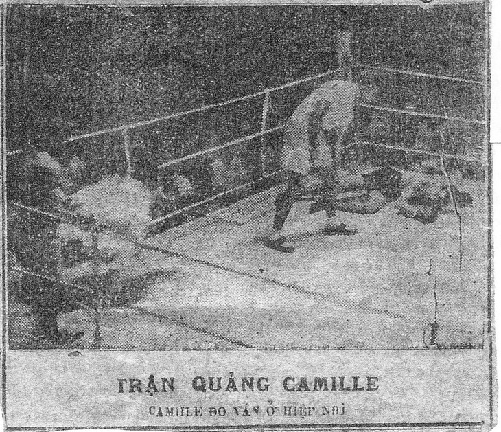 Trận Tiểu Lý Quảng hạ knock-out Camille, một võ sĩ Pháp chỉ trong hai hiệp trên báo chí trước 1945 - Ảnh tư liệu gia đình