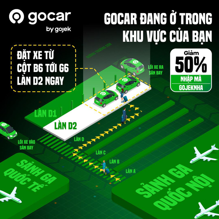 Gojek triển khai GoCar tại sân bay Tân Sơn Nhất, người dùng hưởng lợi những gì? - Ảnh 1.