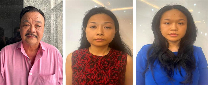 Hình ảnh ba cha con (từ trái qua) Trần Quí Thanh, Trần Uyên Phương, Trần Ngọc Bích khi bị công an bắt và khởi tố - Ảnh: Bộ Công an