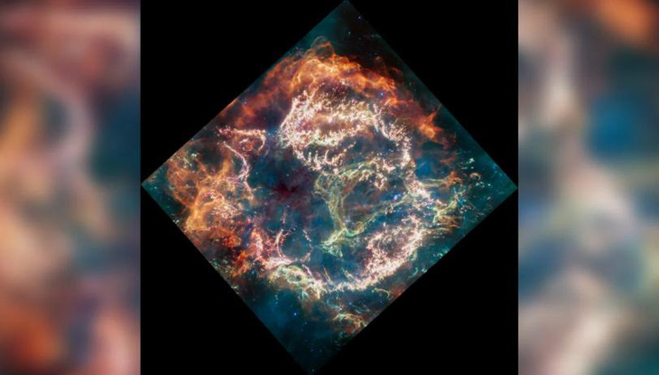 Kính viễn vọng James Webb bắt được quái vật xanh trong siêu tân tinh trẻ - Ảnh 1.