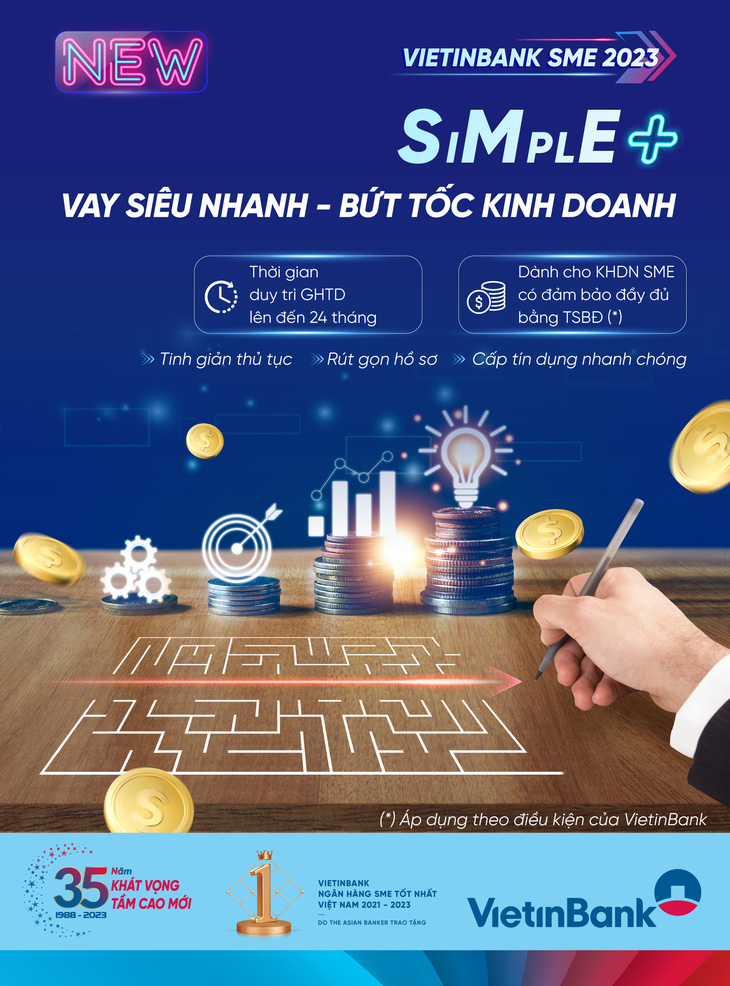 Nhằm hỗ trợ doanh nghiệp vừa và nhỏ rút ngắn thời gian tiếp cận nguồn vốn, VietinBank vừa tung ra giải pháp SME SIMPLE+ - Ảnh: VTB