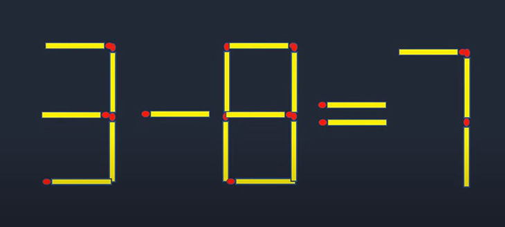 Di chuyển một que diêm để 3-8=7 thành phép tính đúng - Ảnh 1.