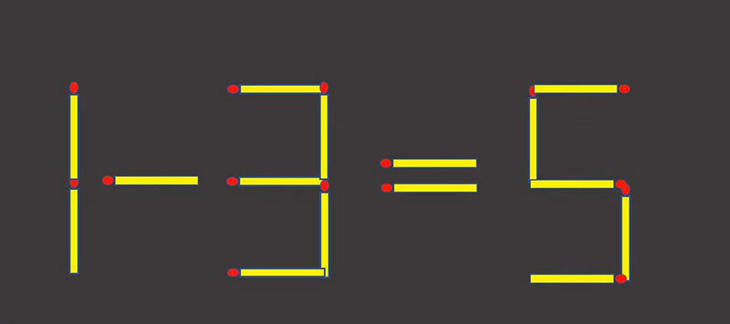 Di chuyển 2 que diêm để 1-3 = 5 thành phép tính đúng - Ảnh 1.