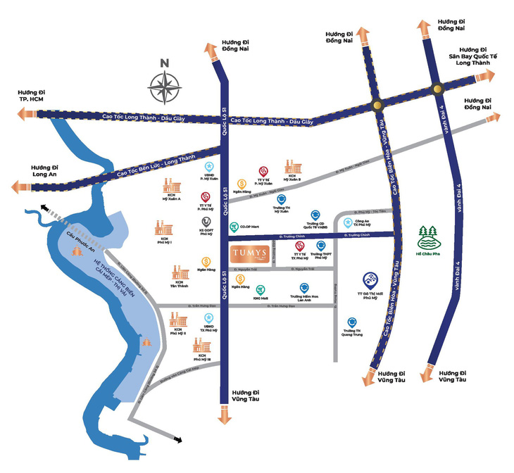 Tumys Phú Mỹ nằm tại ‘tọa độ vàng’ thuộc khu đô thị mới thị xã Phú Mỹ (Bà Rịa - Vũng Tàu)