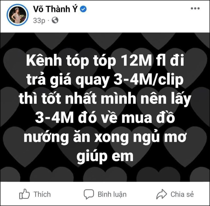 TikToker Võ Thành Ý chê nhãn hàng trả giá 3 triệu đồng/clip - Ảnh 1.