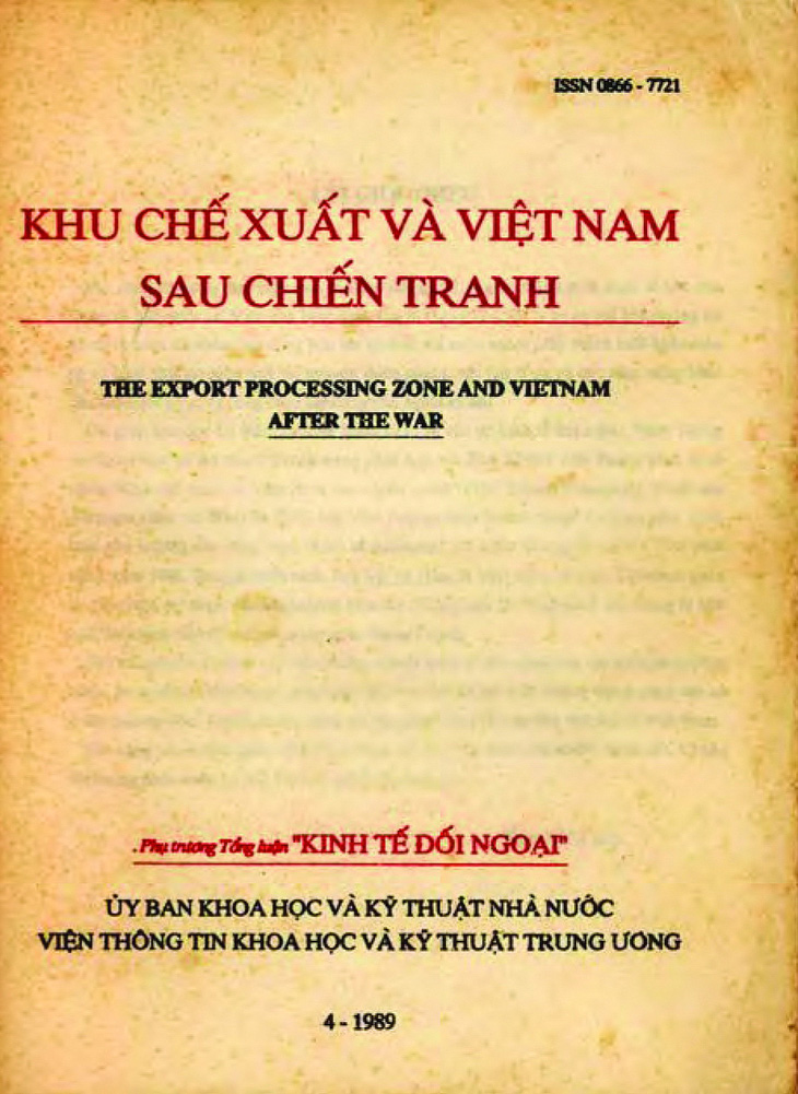 Luận án thạc sĩ của ông Võ Tá Hân tại Viện đại học Công nghệ Massachusetts (MIT) với đề tài &quot;Khu chế xuất và Việt Nam sau chiến tranh&quot;, 1973.