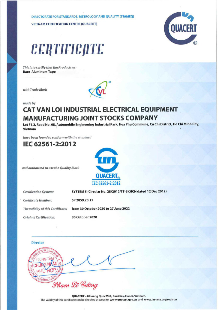 Cát Vạn Lợi sản xuất băng nhôm tiếp địa đạt chuẩn IEC 62561 - Ảnh 3.