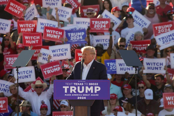 Ông Trump phát biểu vận động tranh cử tại thành phố Waco, bang Texas hôm 25-3 - Ảnh: TEXAS TRIBUNE