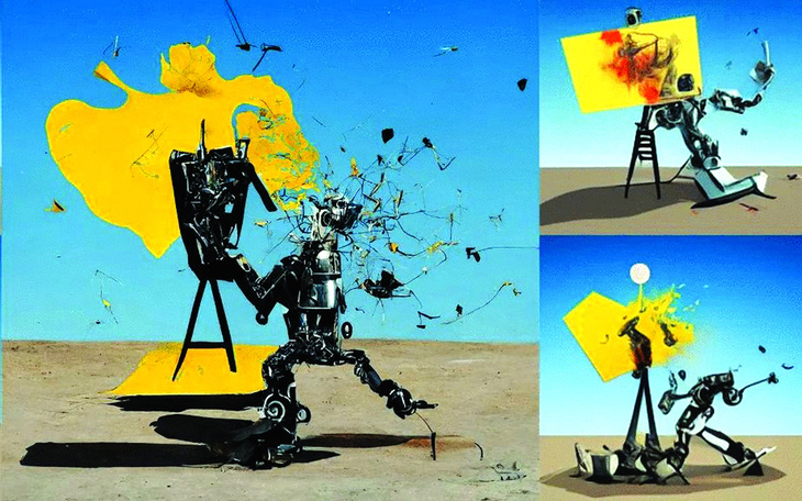 Tranh do AI vẽ theo phong cách họa sĩ siêu thực Salvador Dali.