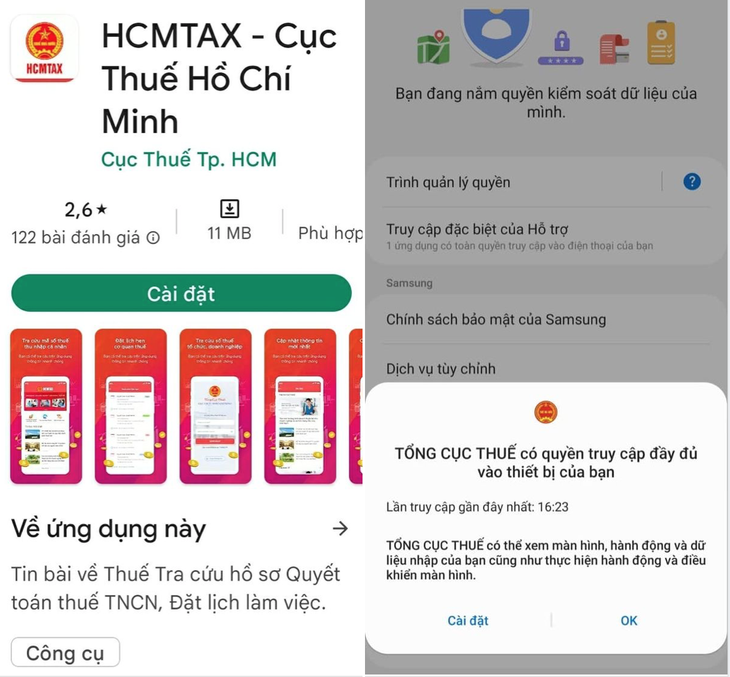 Mạo danh công chức thuế dụ người dân cài app của Cục Thuế TP.HCM để lừa đảo - Ảnh 1.