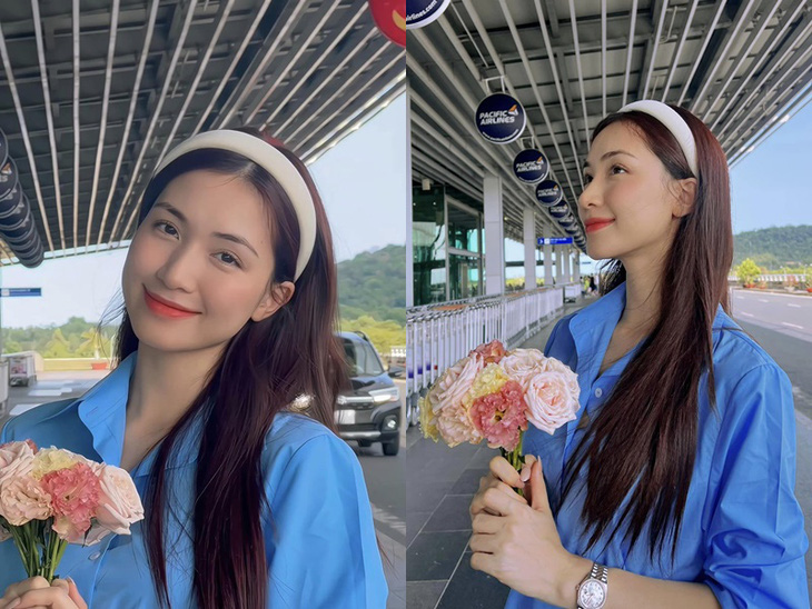 Ca sĩ Hòa Minzy bắt trend chụp ảnh ôm hoa của Lưu Diệc Phi.