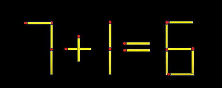Di chuyển 2 que diêm để 7+1=6 thành phép tính đúng - Ảnh 1.