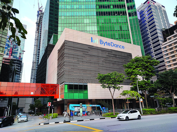 Văn phòng Công ty ByteDance ở phố Marina View, Singapore. Ảnh chụp ngày 5-5-2023. Ảnh: Tuấn Sơn