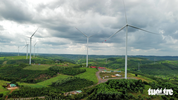 Điện gió Nam Bình ở huyện Đắk Song, Đắk Nông đã hoàn thiện nhưng chưa được vận hành vì có nhiều vướng mắc - Ảnh: TÂM AN