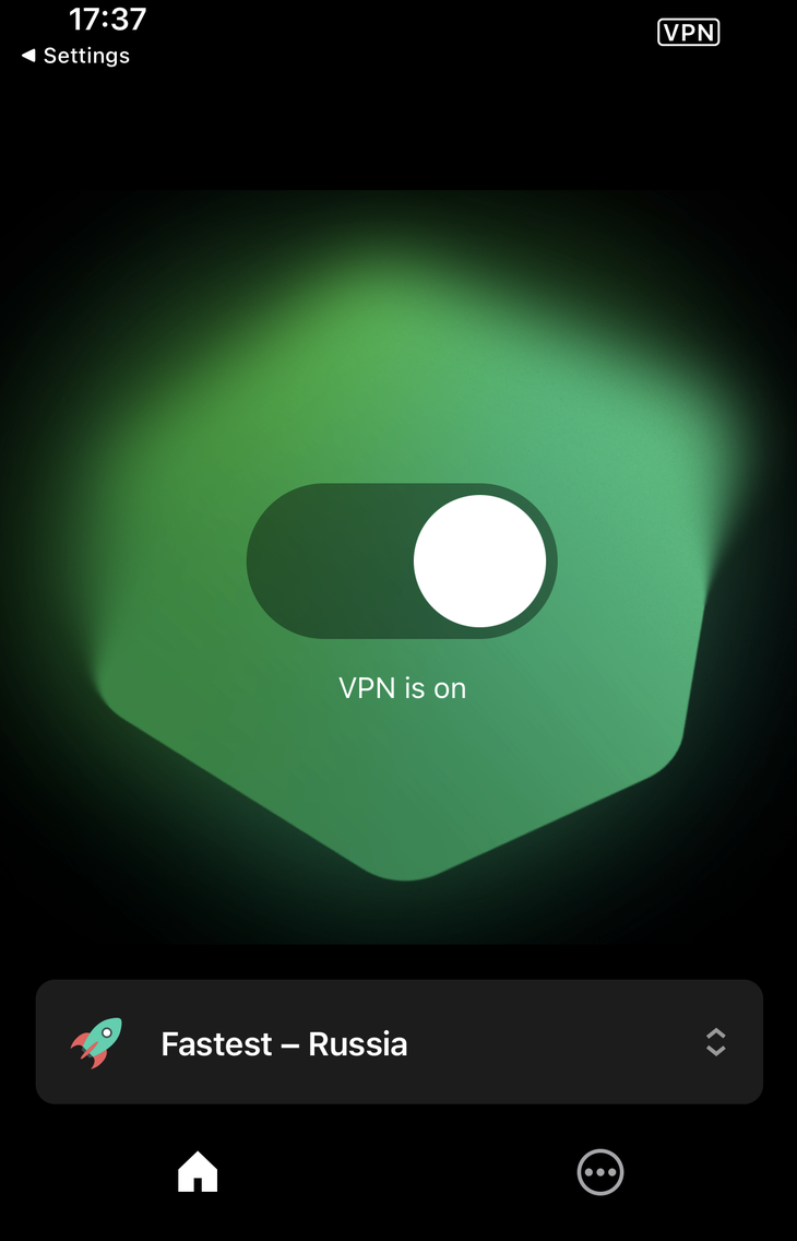 Chế độ nền tối trong Kaspersky VPN