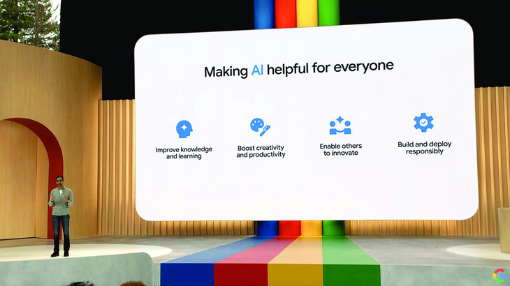 CEO Google Sundar Pichai và thông điệp &quot;Để AI hữu dụng với tất thảy mọi người&quot; tại sự kiện I/O. Ảnh chụp màn hình