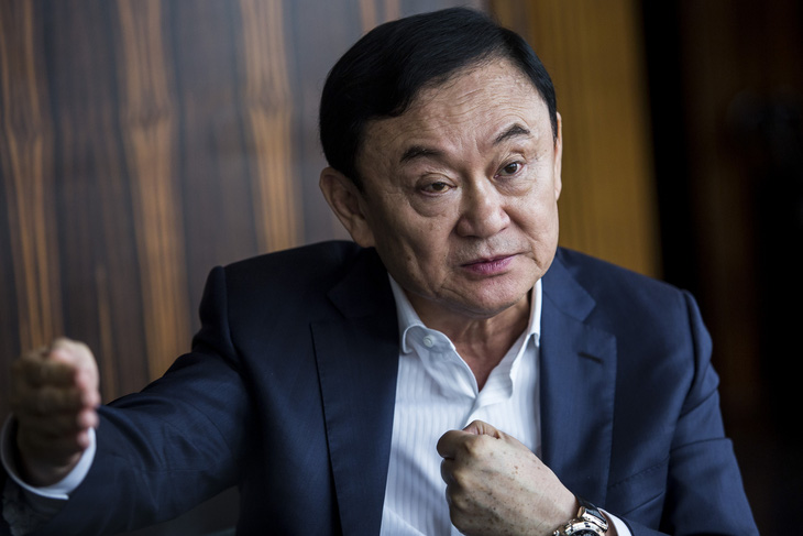 Cựu Thủ tướng Thaksin Shinawatra trong một cuộc phỏng vấn năm 2019 - Ảnh: AFP