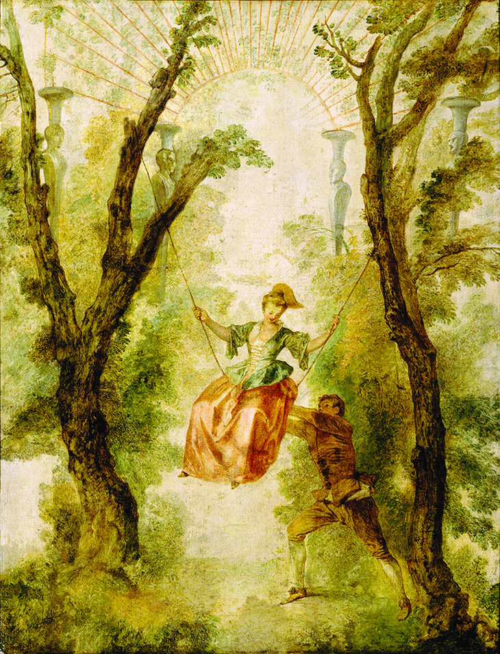 Tranh Cái đu (The Swing, 1712), họa sĩ Jean-Antoine Watteau.  Nguồn: Wikimedia
