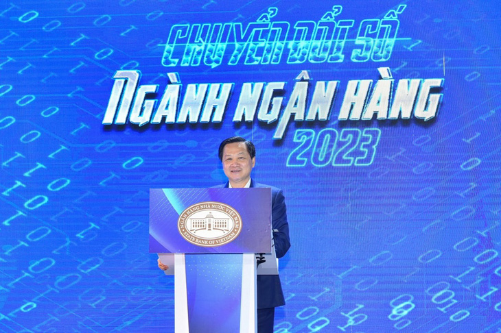 Phó thủ tướng Lê Minh Khái chỉ đạo ngành ngân hàng phải bảo đảm an ninh, an toàn cho hoạt động ngân hàng - Ảnh: SBV