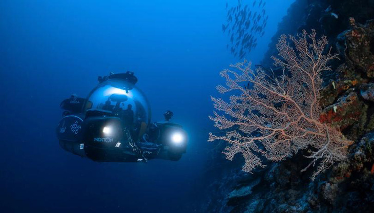 Các nhà khoa học sử dụng tàu lặn dưới biển sâu để kiểm tra các rạn san hô ngoài khơi Maldives - Ảnh: AP