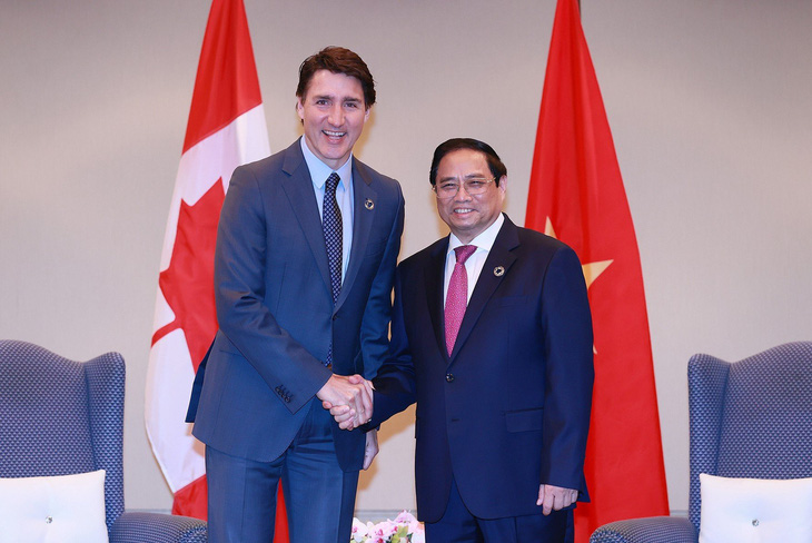 Thủ tướng Phạm Minh Chính tiếp Thủ tướng Canada Justin Trudeau - Ảnh: DƯƠNG GIANG
