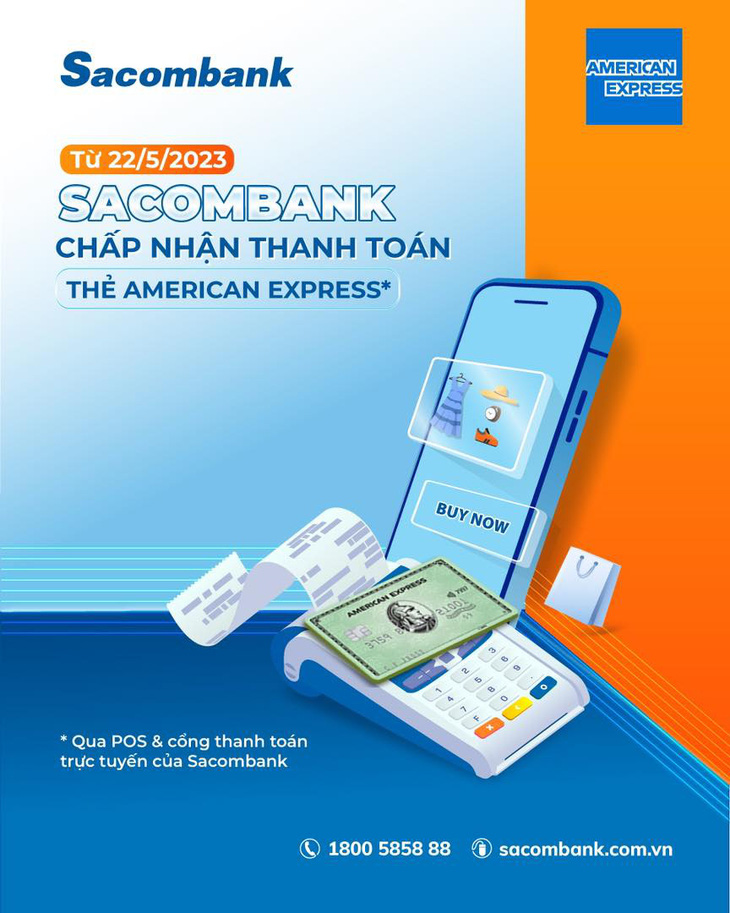 Sacombank kết nối thanh toán thẻ American Express - Ảnh: Sacombank