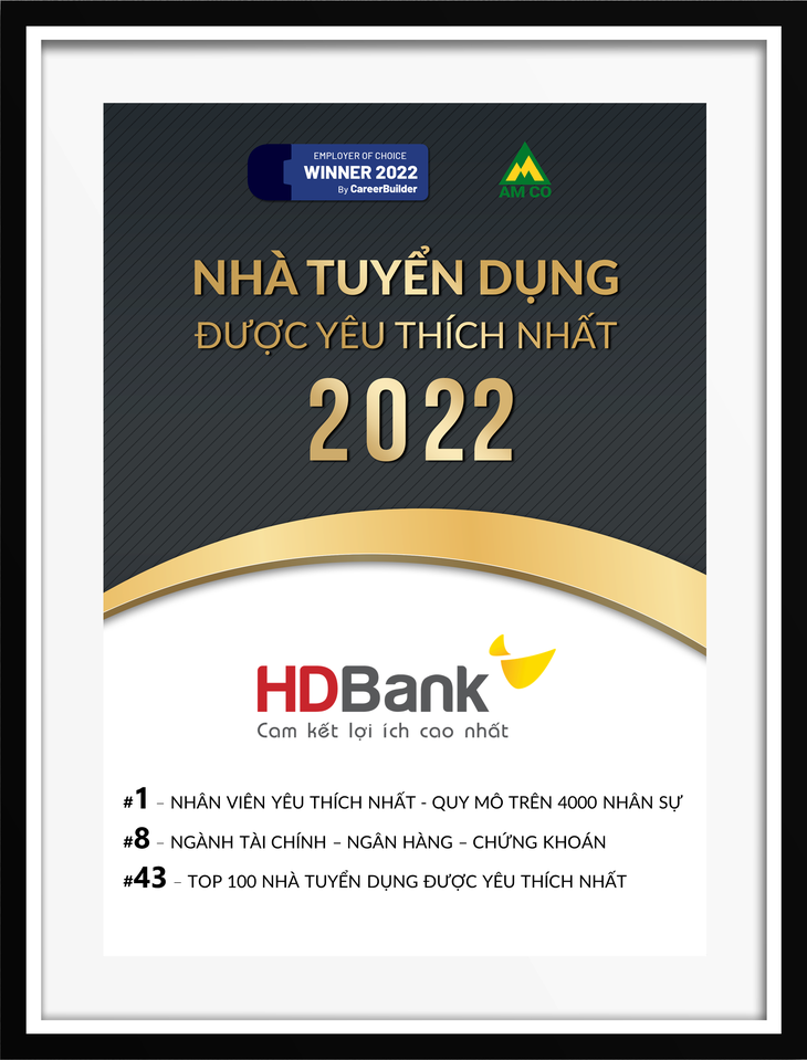 HDBank lọt Top 1 nhà tuyển dụng được yêu thích nhất - Ảnh: HDB