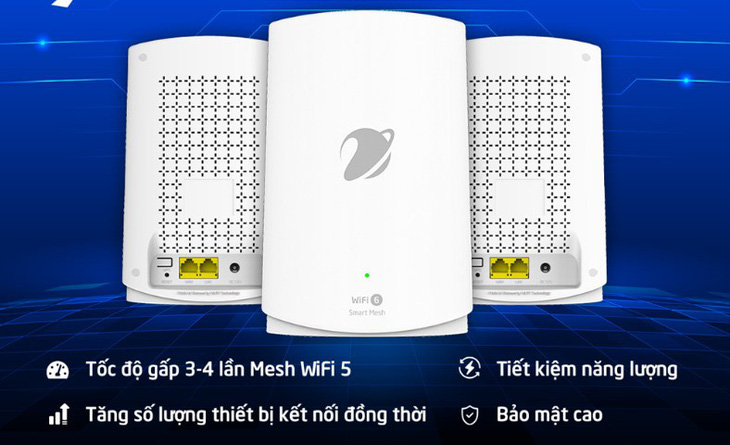 Wifi Mesh 6 của VNPT sở hữu tốc độ kết nối internet đến 3Gbps, 2 băng tần 2,4Ghz và 5GHz