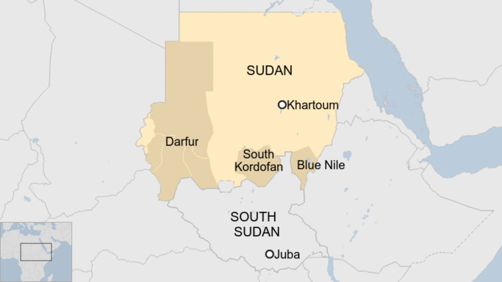 Sudan, Darfur và Nam Sudan. Ảnh: BBC