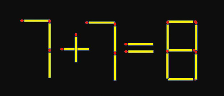 Di chuyển một que diêm để phép tính 7+7=8 thành đúng - Ảnh 1.