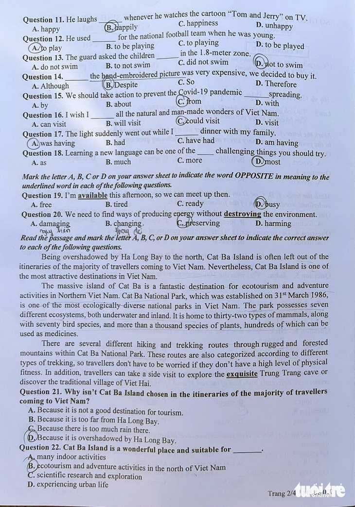 Đề thi, gợi ý bài giải môn tiếng Anh kỳ thi lớp 10 Hà Nội - Ảnh 7.