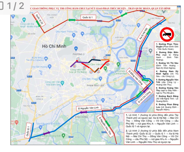 Cấm xe 8 tuyến đường làm hầm chui Phan Thúc Duyện - Trần Quốc Hoàn - Ảnh 1.