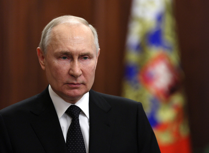 Tổng thống Nga Vladimir Putin phát biểu trên truyền hình ngày 24-6 - Ảnh: REUTERS 