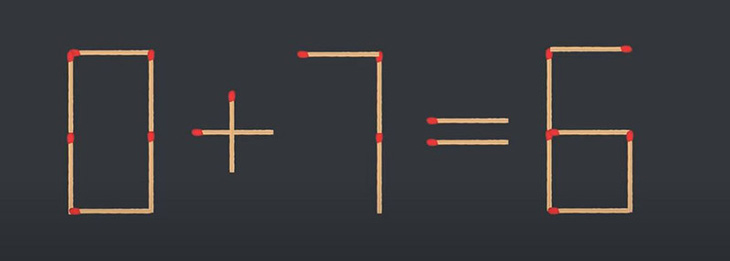 Thử tài IQ: Di chuyển hai que diêm để 0+7=6 thành phép tính đúng - Ảnh 1.