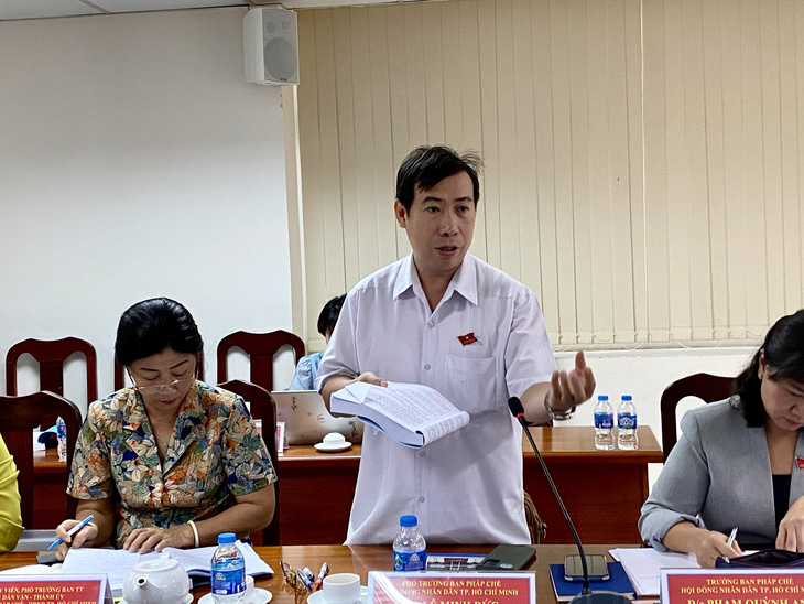 Ông Lê Minh Đức - phó trưởng Ban pháp chế HĐND TP.HCM - tại buổi giám sát - Ảnh: TUYẾT MAI