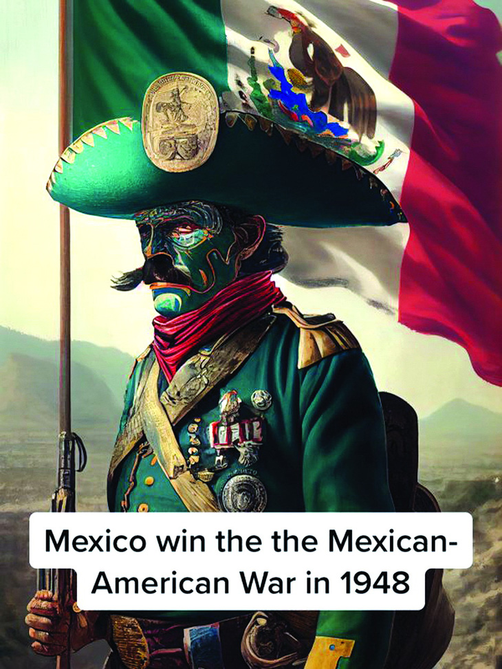 Một hình dung lịch sử &quot;nếu Mexico thắng cuộc chiến với Mỹ năm 1948&quot;. Ảnh: @what_if.ai