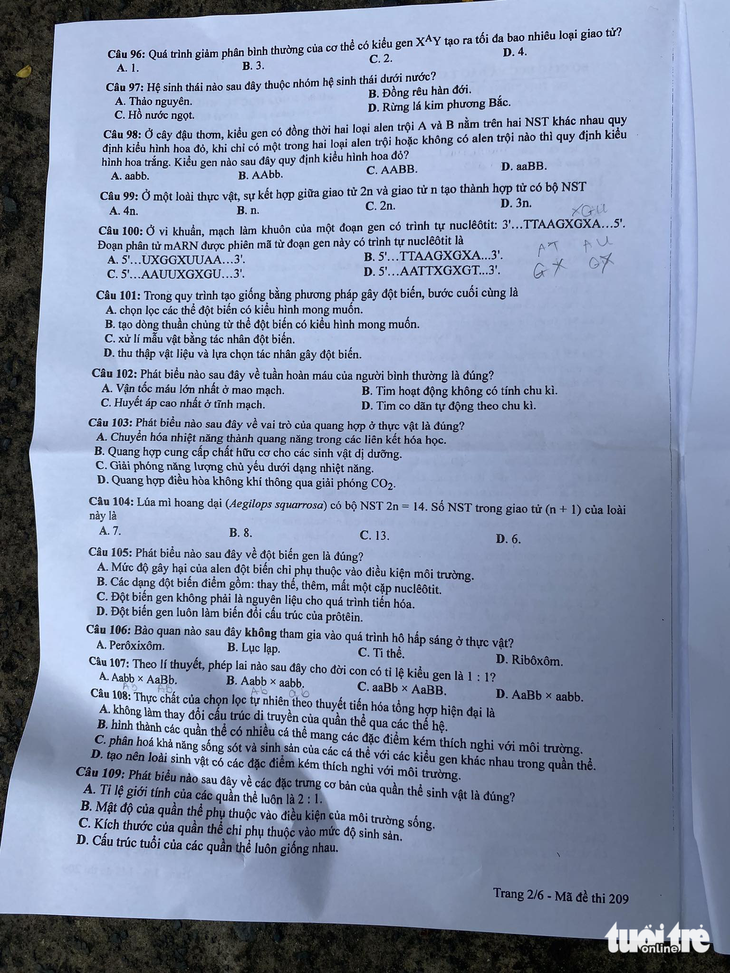 Đã có đề Sinh học kỳ thi tốt nghiệp THPT 2023 - Ảnh 2.