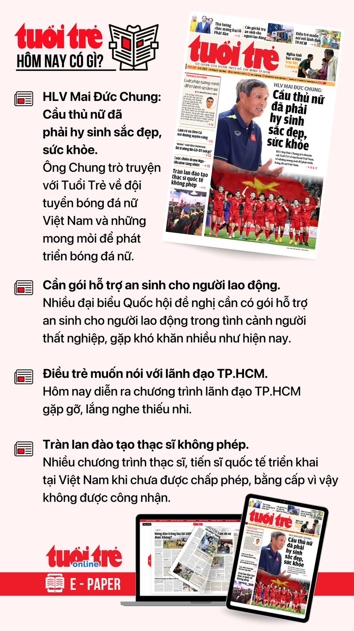 Tin tức chính trên Tuổi Trẻ nhật báo hôm nay 3-6. Để đọc Tuổi Trẻ báo in phiên bản E-paper, mời bạn đăng ký Tuổi Trẻ Sao TẠI ĐÂY