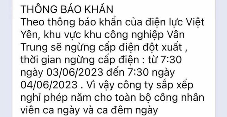 Nhiều nơi cắt điện đột xuất, công nhân nghỉ cuối tuần sớm - Ảnh 2.