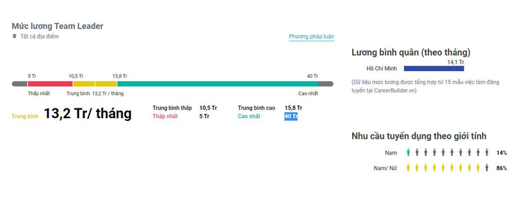 Mức lương của team leader - Ảnh: Internet