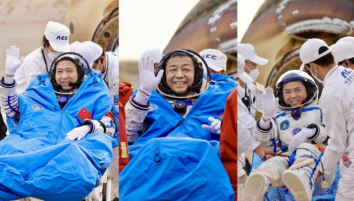 Ba phi hành gia Trung Quốc trở về Trái đất - Ảnh 1.