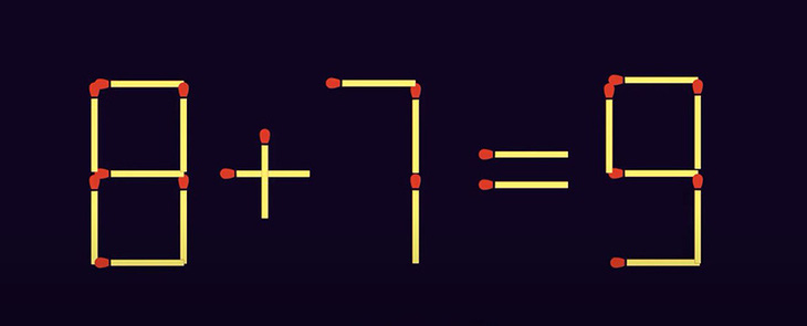 Thử tài IQ: Di chuyển hai que diêm để 8+7=9 thành phép tính đúng - Ảnh 1.