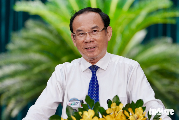 Bí thư Thành ủy TP.HCM Nguyễn Văn Nên phát biểu gợi mở nhiều vấn đề quan trọng cho kỳ họp - Ảnh: HỮU HẠNH