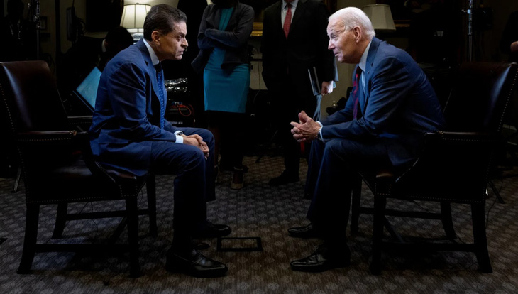 Tổng thống Mỹ Joe Biden trong cuộc phỏng vấn độc quyền với Đài CNN ngày 7-7, phát sóng ngày 9-7. Trong đó, ông có những nhận xét đáng chú ý về Trung Quốc và Ukraine - Ảnh: CNN