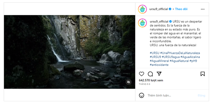 Hình ảnh quảng cáo về thác nước, dòng suối của Công ty Aguas Mineras de Avila - Ảnh chụp màn hình