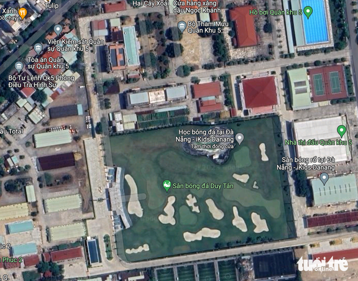 Sân tập golf trong khu đất quốc phòng nhìn từ trên cao - Ảnh: Google Maps