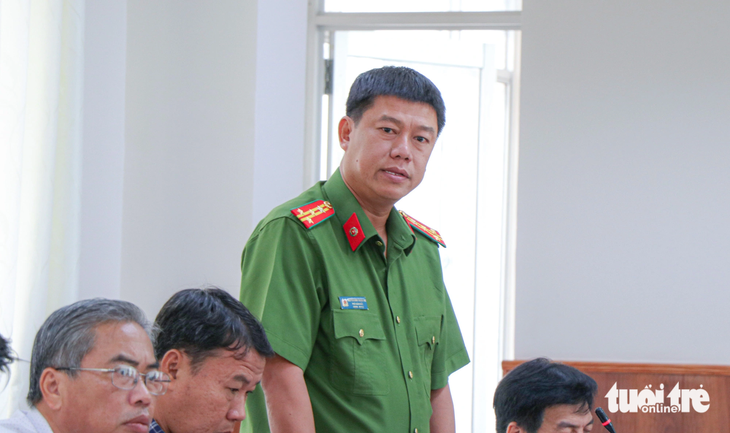 Đại tá Nguyễn Đình Thuận Hải - phó giám đốc Công an tỉnh Ninh Thuận - thông tin vụ một người phụ nữ ở TP Phan Rang - Tháp Chàm bị bắt cóc - Ảnh: DUY NGỌC