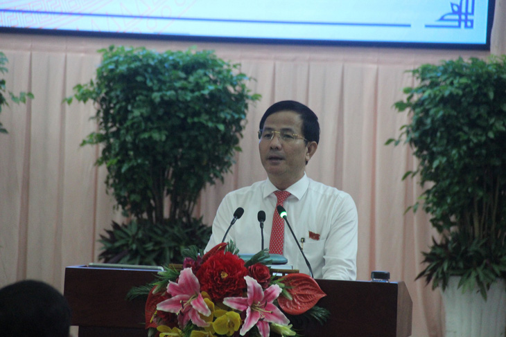 Chủ tịch HĐND tỉnh Hậu Giang Trần Văn Huyến phát biểu khai mạc kỳ họp - Đ.B.