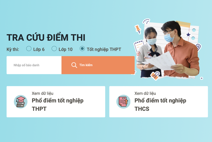 Giao diện tra cứu điểm thi của Tuổi Trẻ Online