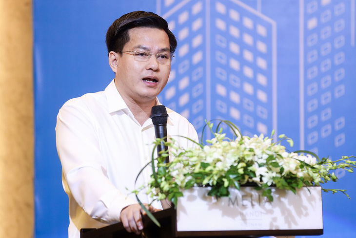 Ông Hoàng Hải, cục trưởng Cục Quản lý nhà và thị trường bất động sản, phát biểu tại hội thảo Tiềm năng phát triển thị trường bất động sản tại Việt Nam - Ảnh: B.NGỌC